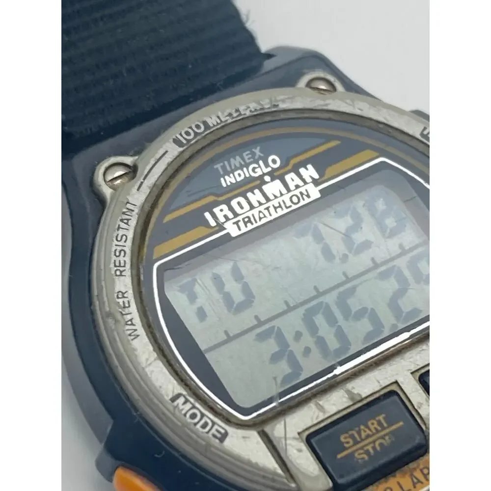 Vintage Timex Ironman Triathlon Digital Watch 38mm - New Battery WR Timer Date
